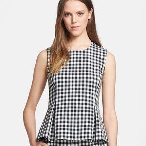 NEW Diane Von Furstenberg DVF Mallorie' Gingham Shell Top Black/White Size 2 NWT